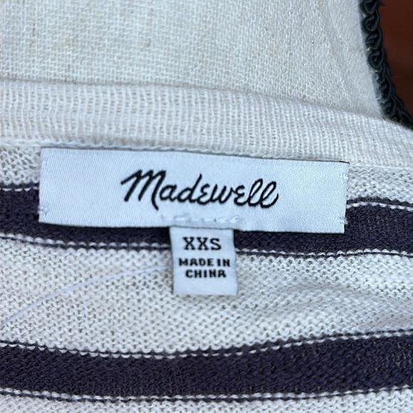Madewell Navy and Cream Striped Open Front Cardigan Size XXS - Picture 6 of 7
